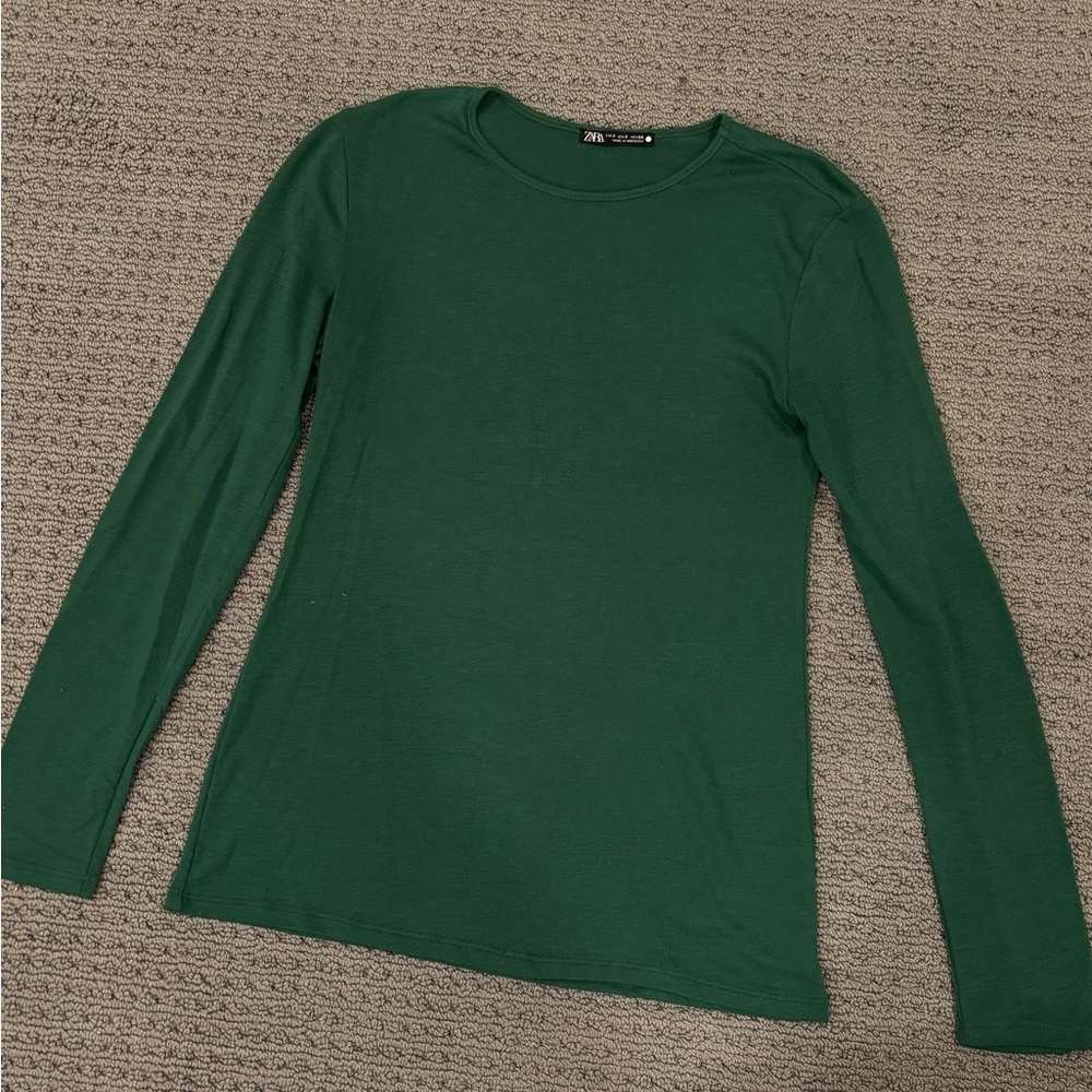 ZARA Long Sleeve Fitted in Emerald Green Size S - Picture 3 of 4